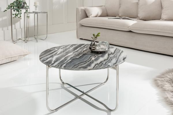Exkluzívny konferenčný stolík NOBLE II 62 cm šedý, mramor, vysoko kvalitne spracovaný