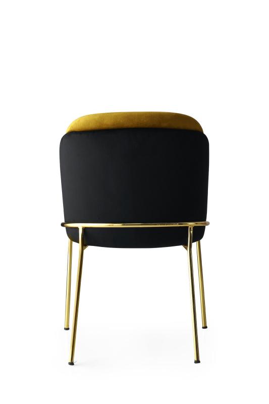 Elegantná stolička DORE, horčicovo žltá, šedá, zamat