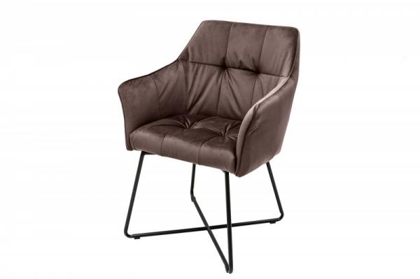 Exkluzívna dizajnová stolička LOFT vintage taupe hnedá, zamat