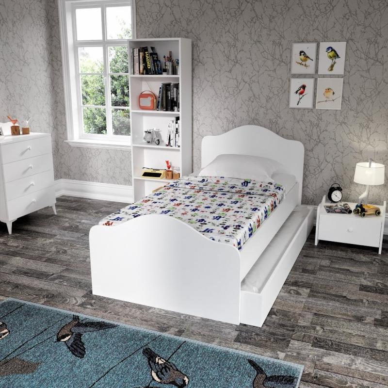 Rozťahovacia detská posteľ KENGURU 90x190 cm, MDF, biela