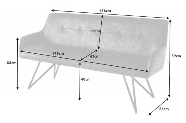 Dizajnová lavica EUPHORIA 160 cm, tmavošedý zamat