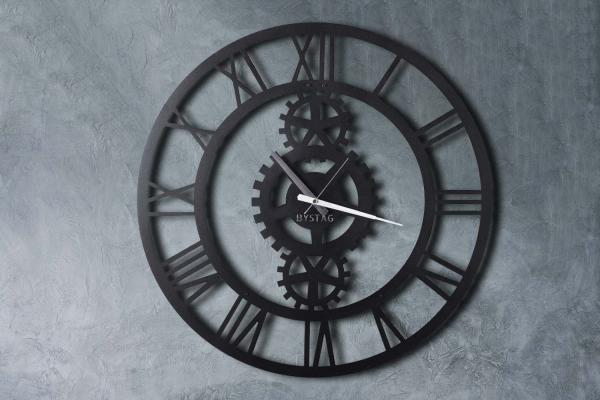 Priemyselné nástenné hodiny GEAR 70 cm, čierne