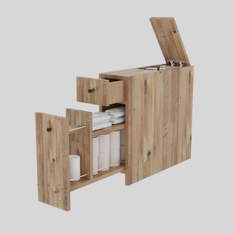 Dizajnová úložná toaletná polica VALENCIA 60 cm, MDF, dub