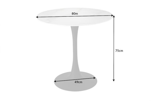 Dizajnový jedálenský stôl LYON 80 cm, mramorovým dekor, čierny