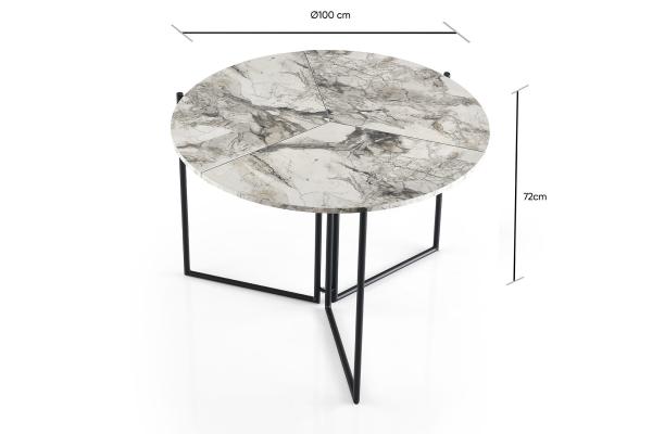 Okrúhly jedálenský stôl YAPRAK skladací, 100 cm, MDF, svetlošedý