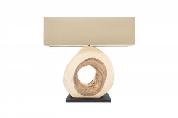 Dizajnová stolová lampa ORGANIC ARTWORK 80 cm orechové drevo s ľanovým tienidlom