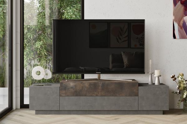 Moderný TV stolík FLOYD 160 cm, MDF, šedo hnedý