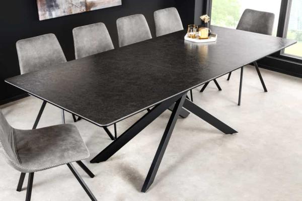 Rozkladací jedálenský stôl ALPINE 160-200 cm, antracit, čierny, keramický