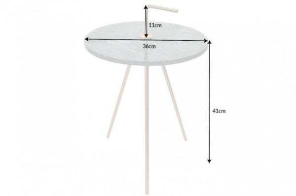 Ručne vyrobený príručný stolík SIMPLY CLEVER 36 cm mramor, šedý, sada dvoch kusov