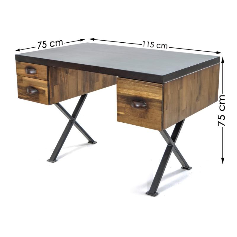 Masívny pracovný stôl PAINTER 115 cm, borovica, hnedý