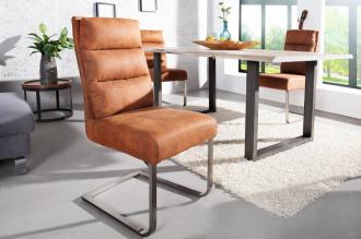 Dizajnová konzolová stolička COMFORT svetlohnedá, rám z nerezovej ocele