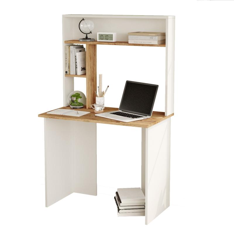 Elegantný pracovný stôl BRAA 90 cm, MDF, svetlo hnedý, biely
