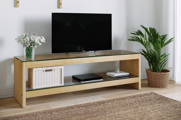Masívny TV stolík SUPRE 140 cm, borovica, prírodný