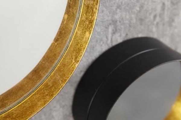Elegantná sada 3 zrkadiel VARIATION 25 cm, čierno zlatá
