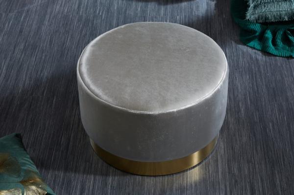 Elegantná taburetka MODERN BAROQUE 55 cm zamat, strieborná, zlatá