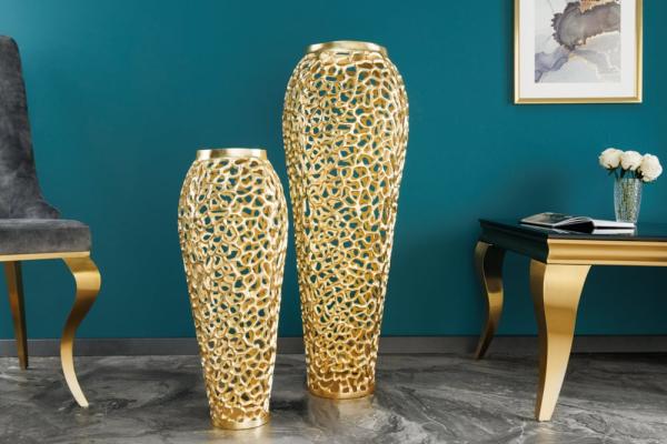 Filigránska váza XXL ABSTRACT LEAF 65 cm, zlatá