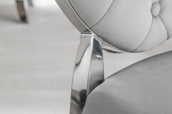 Elegantná stolička MODERN BAROQUE zamat, šedá, strieborná
