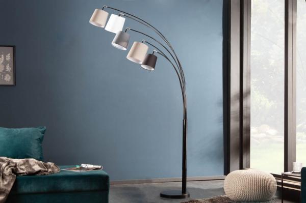 Dizajnová stojanová lampa LEVELS 200 cm čierna, šedá, biela