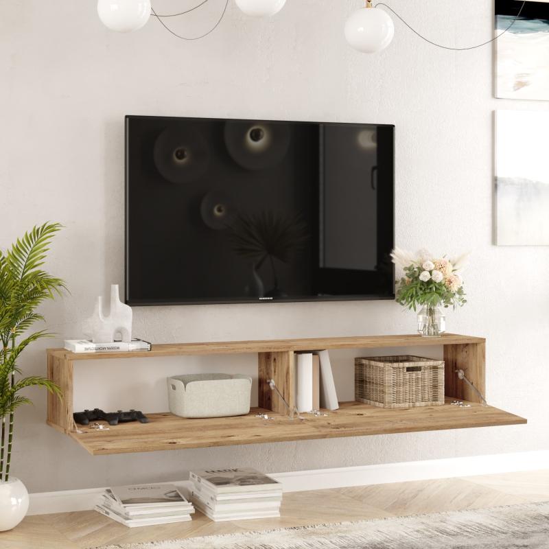 Moderný TV stolík FRAA V 180 cm, MDF, prírodný