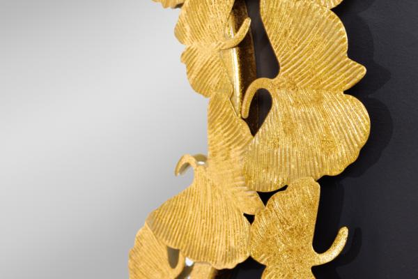 Dekoratívne nástenné zrkadlo GINKGO LEAFS L 70 cm, zlaté