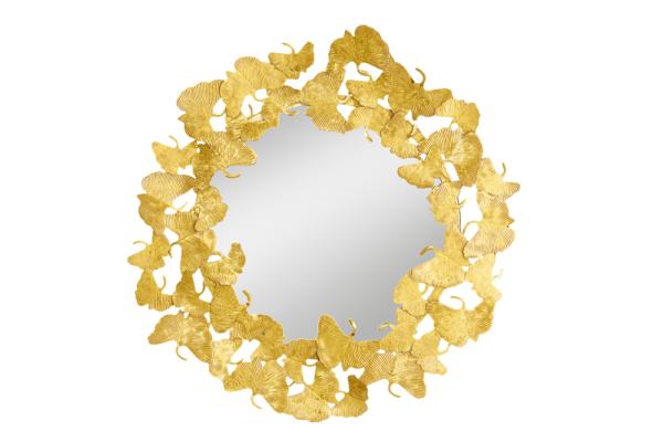 Dekoratívne nástenné zrkadlo GINKGO LEAFS L 70 cm, zlaté