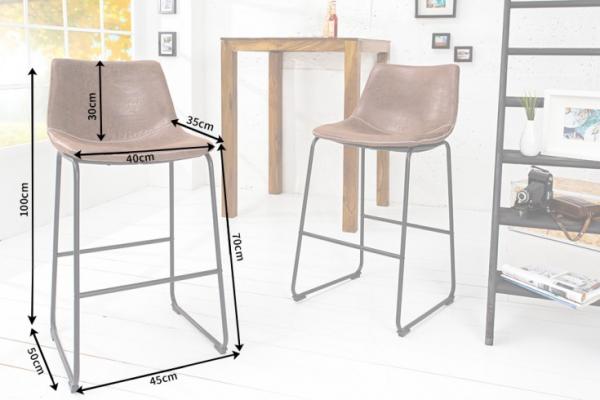 Dizajnová barová stolička DJANGO vintage hnedá s kovovým rámom