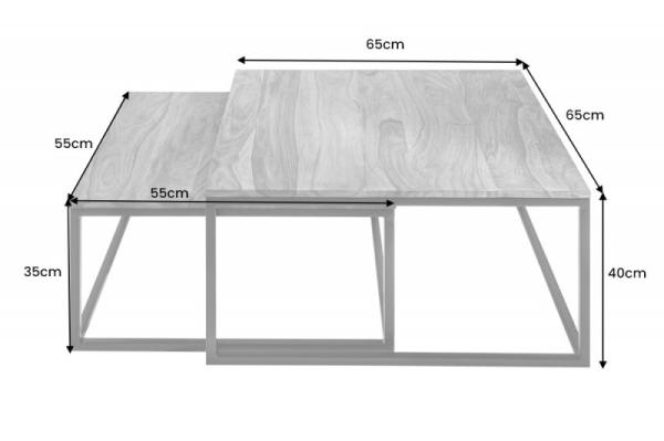 Dizajnový konferenčný stolík ELEMENTS 65 cm sada 2 kusov, Sheesham, prírodný