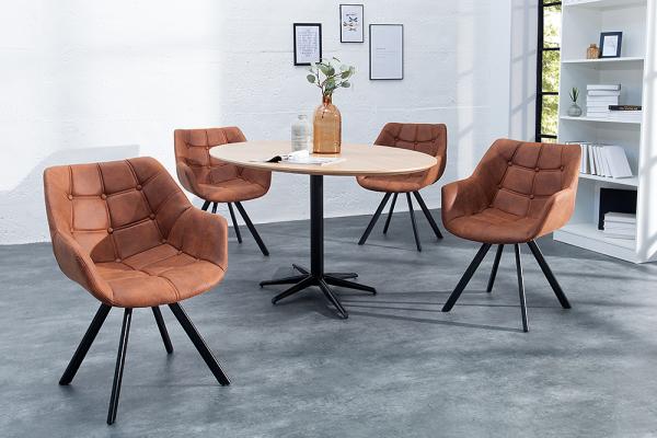 Dizajnová stolička THE DUTCH COMFORT s ozdobným prešívaním starožitná hnedá