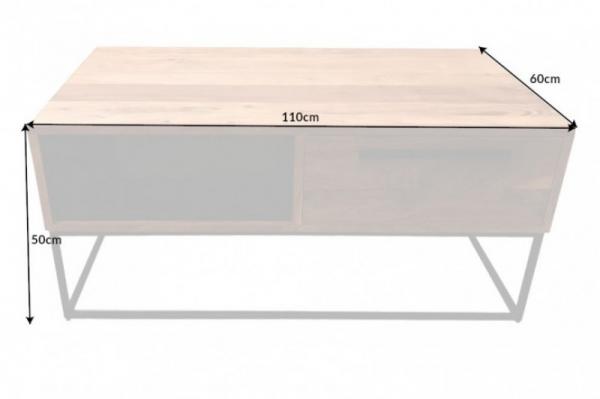 Masívny konferenčný stolík STRAIGHT 110 cm, prírodný čierny agátové drevo