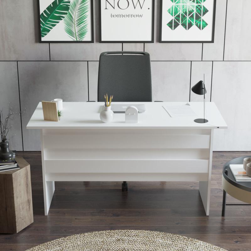 Dizajnový pracovný stôl VARIO 140 cm, MDF, biely