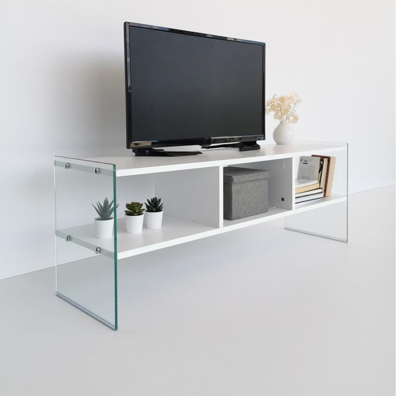 Elegantný TV stolík WHITE 120 cm, MDF, biely