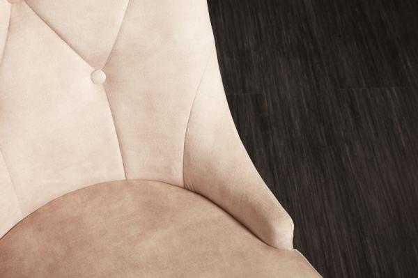 Elegantná stolička MODERN BAROQUE II, champagne zamat, nerezová oceľ