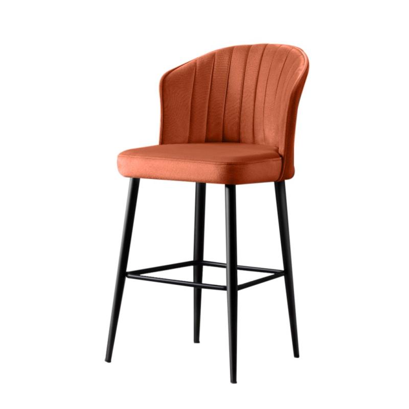 Dizajnová barová stolička RUBI, zamat, hnedá, čierna