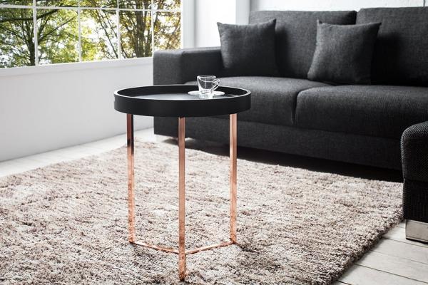 Extravagantný príručný stolík MODULAR 40 cm, čierny, medený