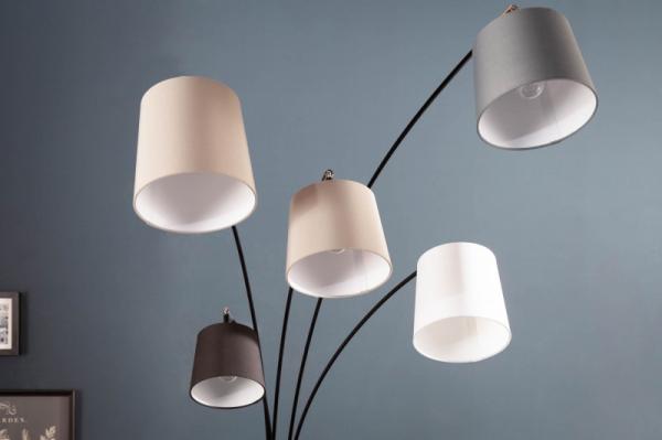 Dizajnová stojanová lampa LEVELS 200 cm čierna, šedá, biela