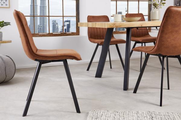 Dizajnová stolička ASTON vintage hnedá, mikrovlákno