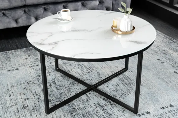 Elegantný konferenčný stolík BOUTIQUE 80 cm, biely, mramor