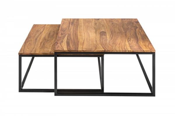 Dizajnový konferenčný stolík ELEMENTS 75 cm sada 2 kusov, Sheesham, prírodný