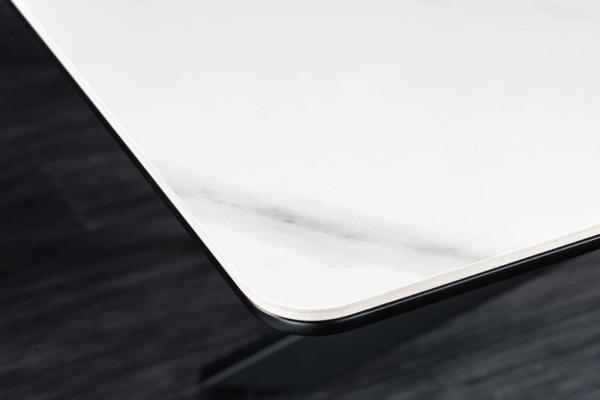 Rozkladací jedálenský stôl ALPINE 160-200 cm, biely, čierny, keramický