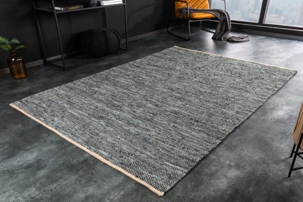 Ručne tkaný koberec PURE 230x160 cm modro šedý, pravá koža
