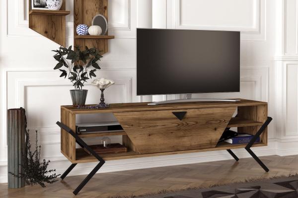 Elegantný TV stolík PREGO 140 cm, MDF, hnedý