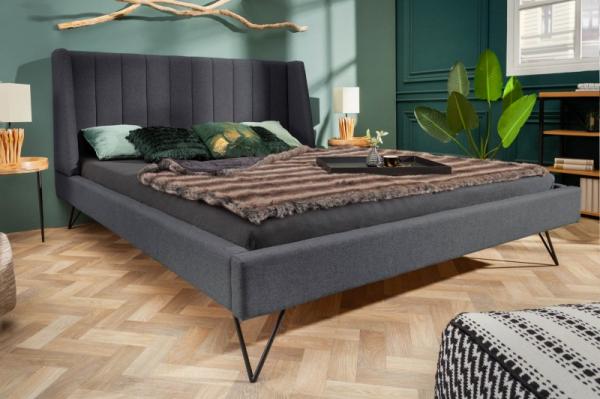 Celočalúnená posteľ LA BEAUTE 180x200 cm antracitová s ozdobným prešívaním