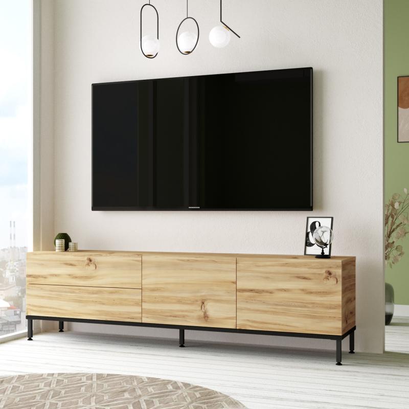 Elegantný TV stolík LUVIO 170 cm, MDF, svetlohnedý