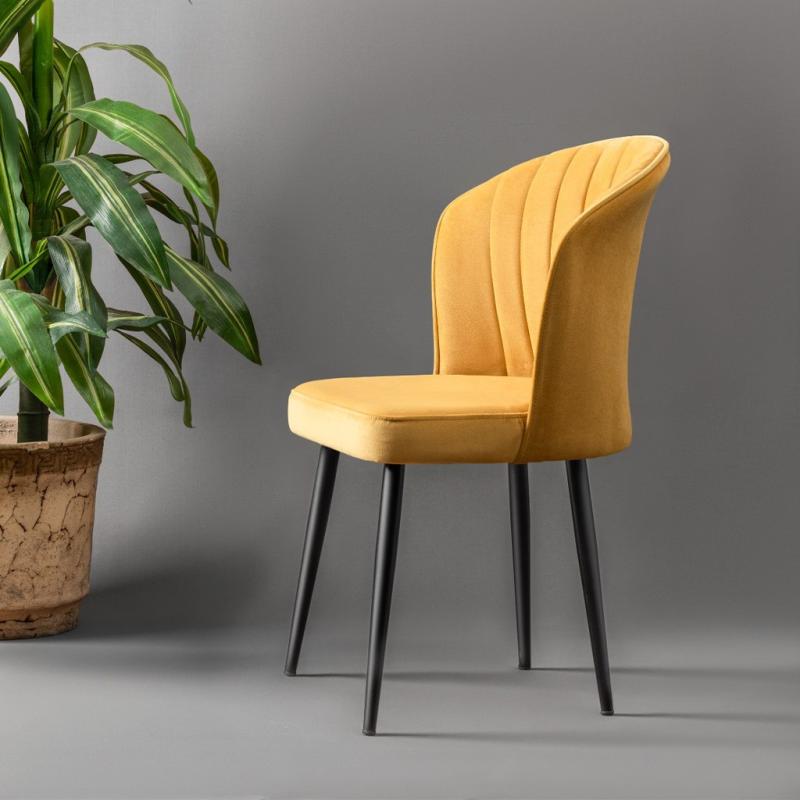 Dizajnová stolička RUBI, zamat, žltá, čierna
