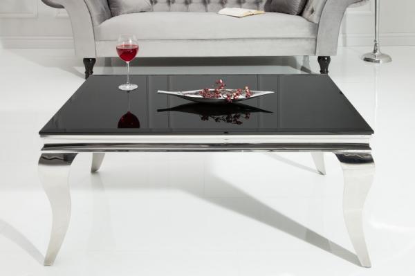Elegantný konferenčný stolík MODERN BAROQUE 100 cm čierny, opálové sklo