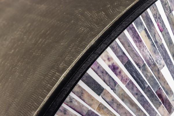Dizajnová barová skrinka HERITAGE 160 cm, okrúhla, mozaiková intarzia