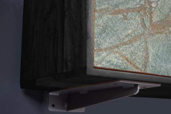 Dizajnový TV stolík MOUNTAIN SOUL 200 cm, mramorová kamenná dýha, akácia