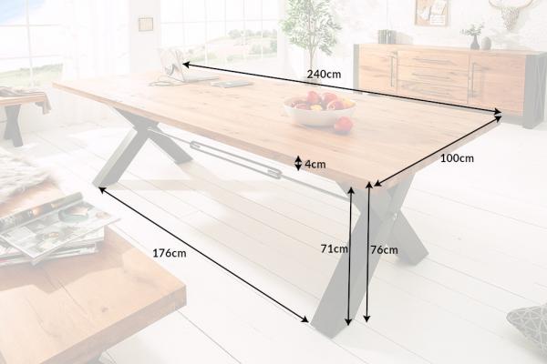 Priemyselný jedálenský stôl THOR 240 cm prírodný dubový