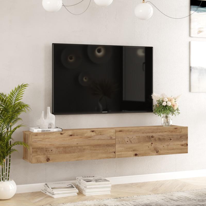 Moderný TV stolík FRAA V 180 cm, MDF, prírodný
