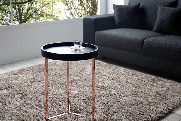 Extravagantný príručný stolík MODULAR 40 cm, čierny, medený, sada dvoch kusov